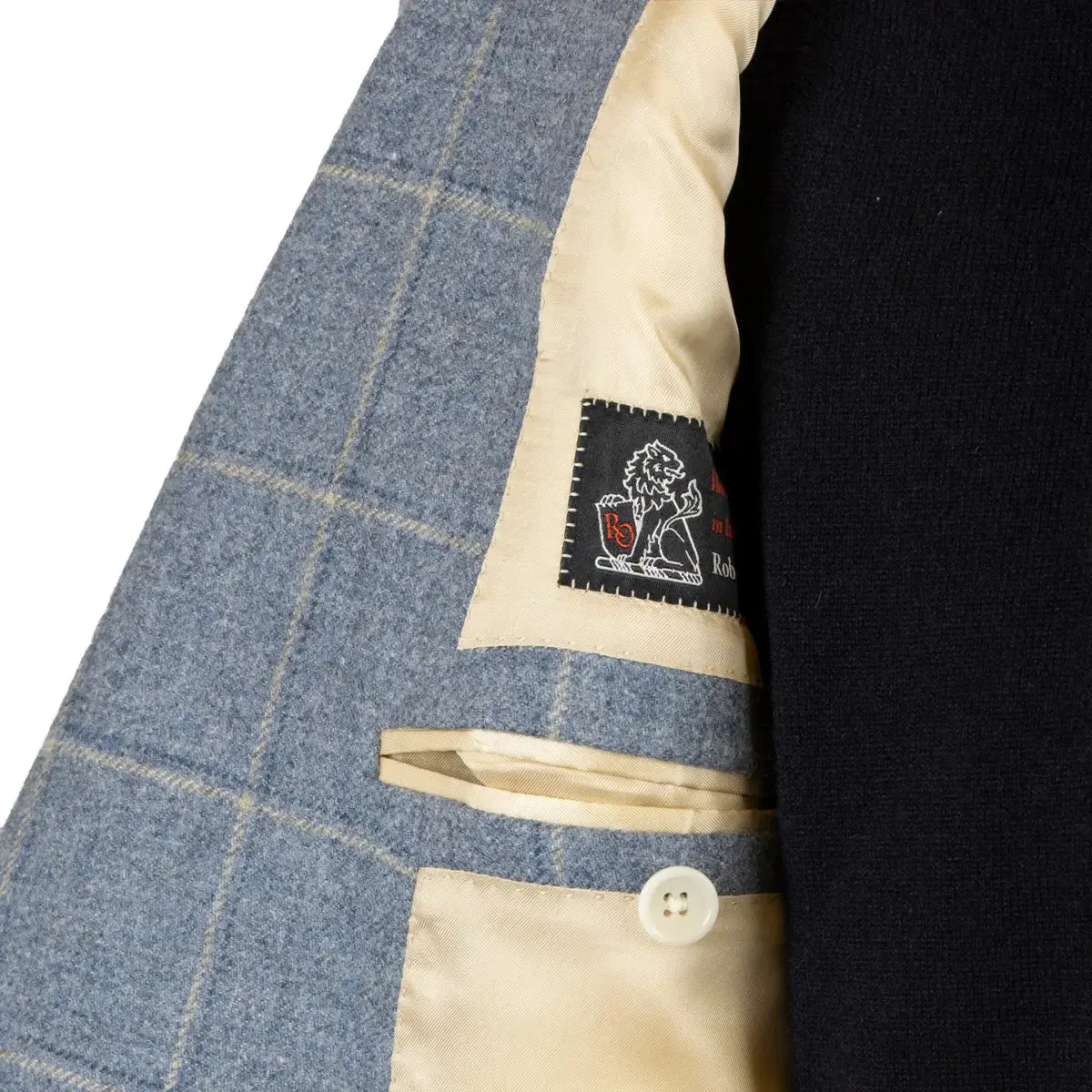 Light Blue Check Virgin Wool & Cashmere Jacket