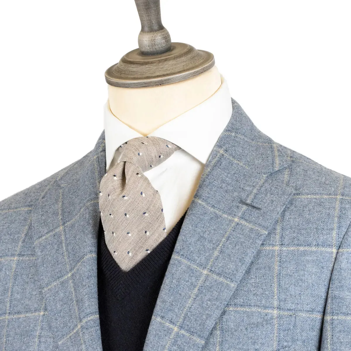 Light Blue Check Virgin Wool & Cashmere Jacket
