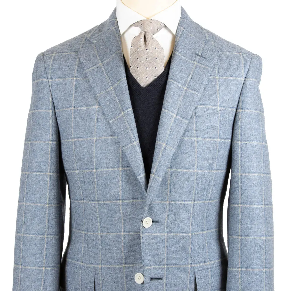 Light Blue Check Virgin Wool & Cashmere Jacket