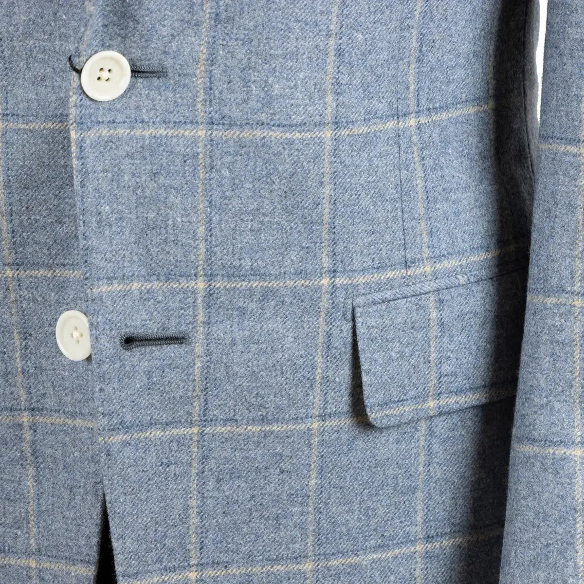 Light Blue Check Virgin Wool & Cashmere Jacket