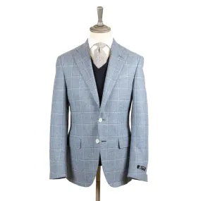 Light Blue Check Virgin Wool & Cashmere Jacket