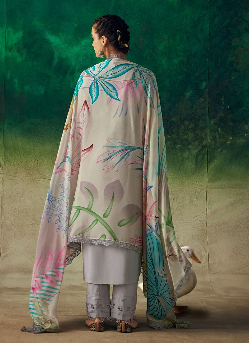 Light Grey Pakistani Style Salwar Kameez Suit