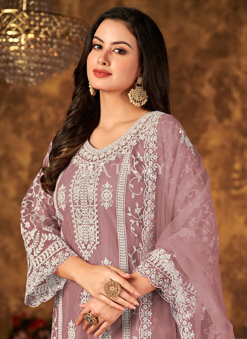 Light Purple Embroidered Pakistani Palazzo Suit
