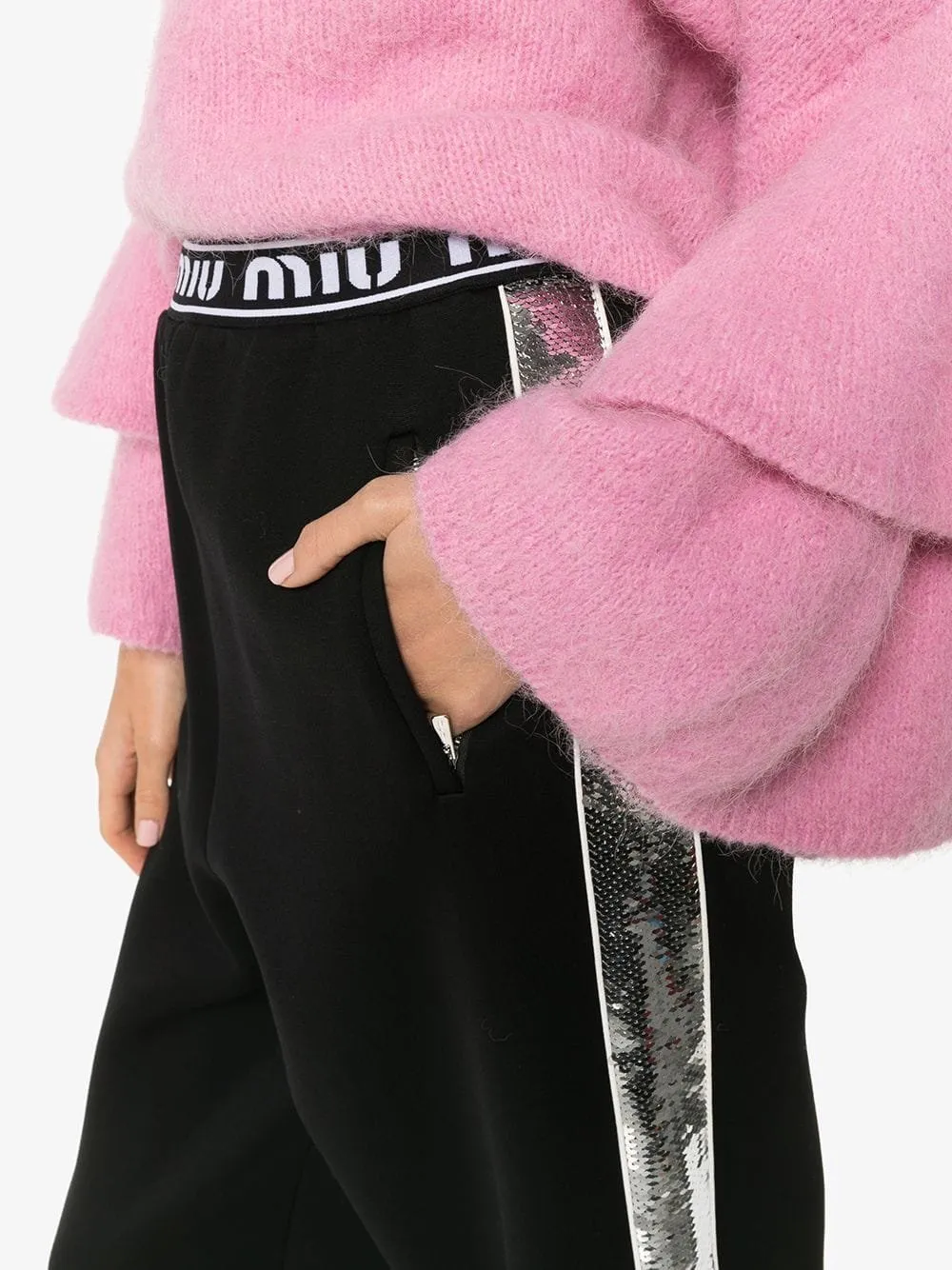 Logo Band Sequin Stripe Track Pants