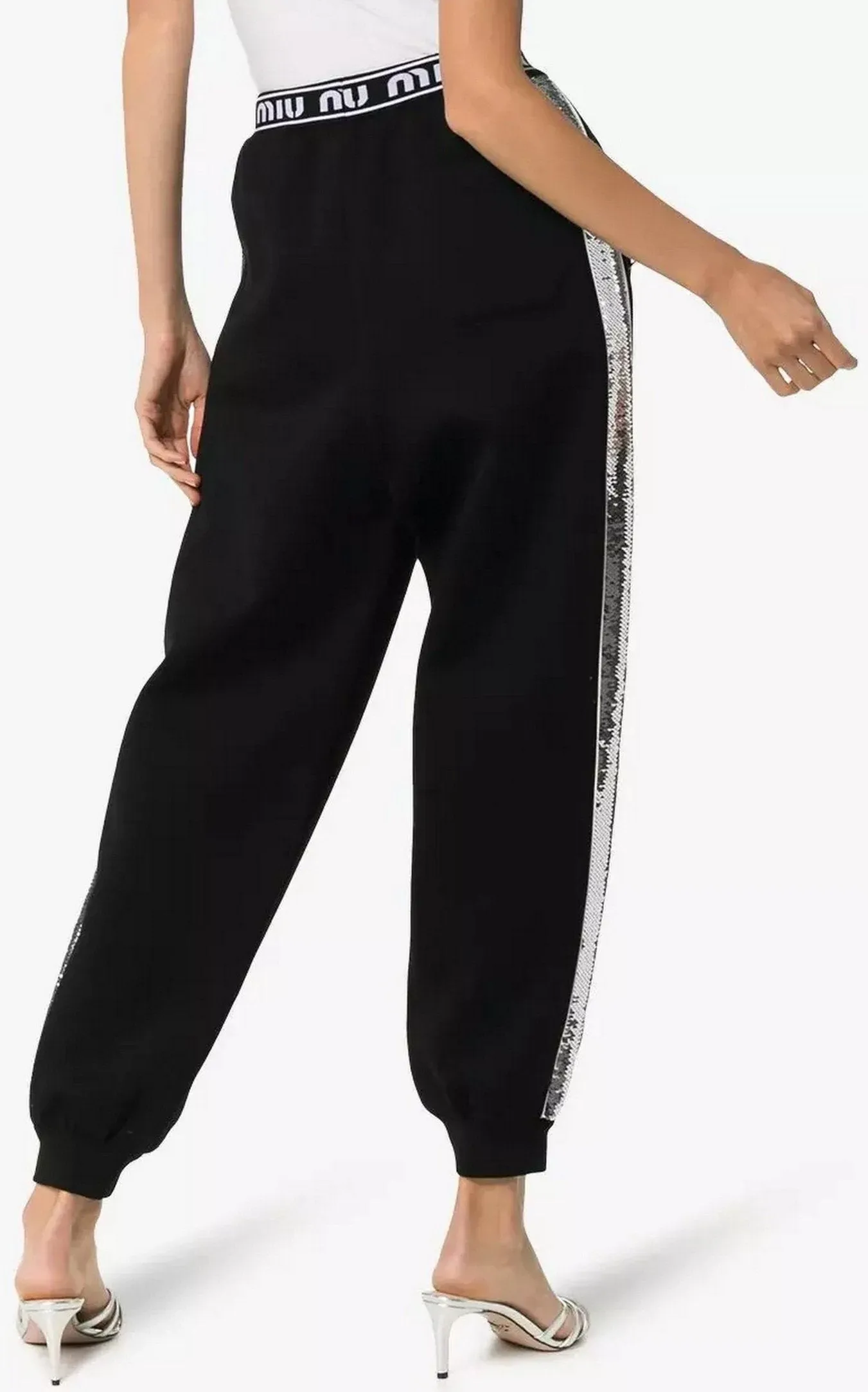 Logo Band Sequin Stripe Track Pants