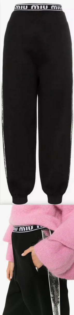 Logo Band Sequin Stripe Track Pants