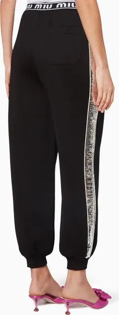 Logo Band Sequin Stripe Track Pants