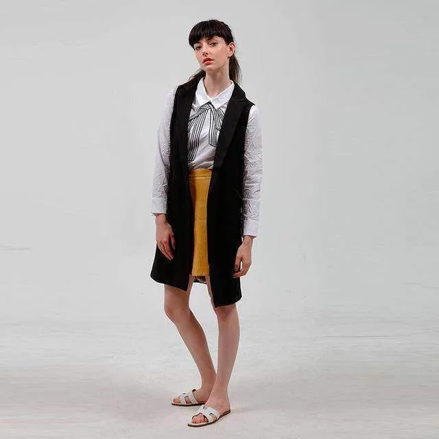 long blazer vest jacket with pockets  (US 4-16)