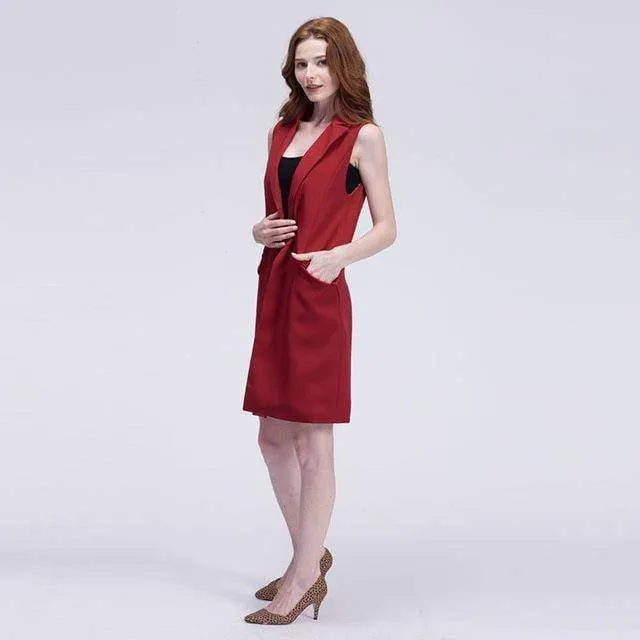 long blazer vest jacket with pockets  (US 4-16)