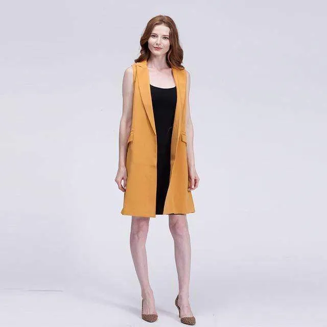 long blazer vest jacket with pockets  (US 4-16)