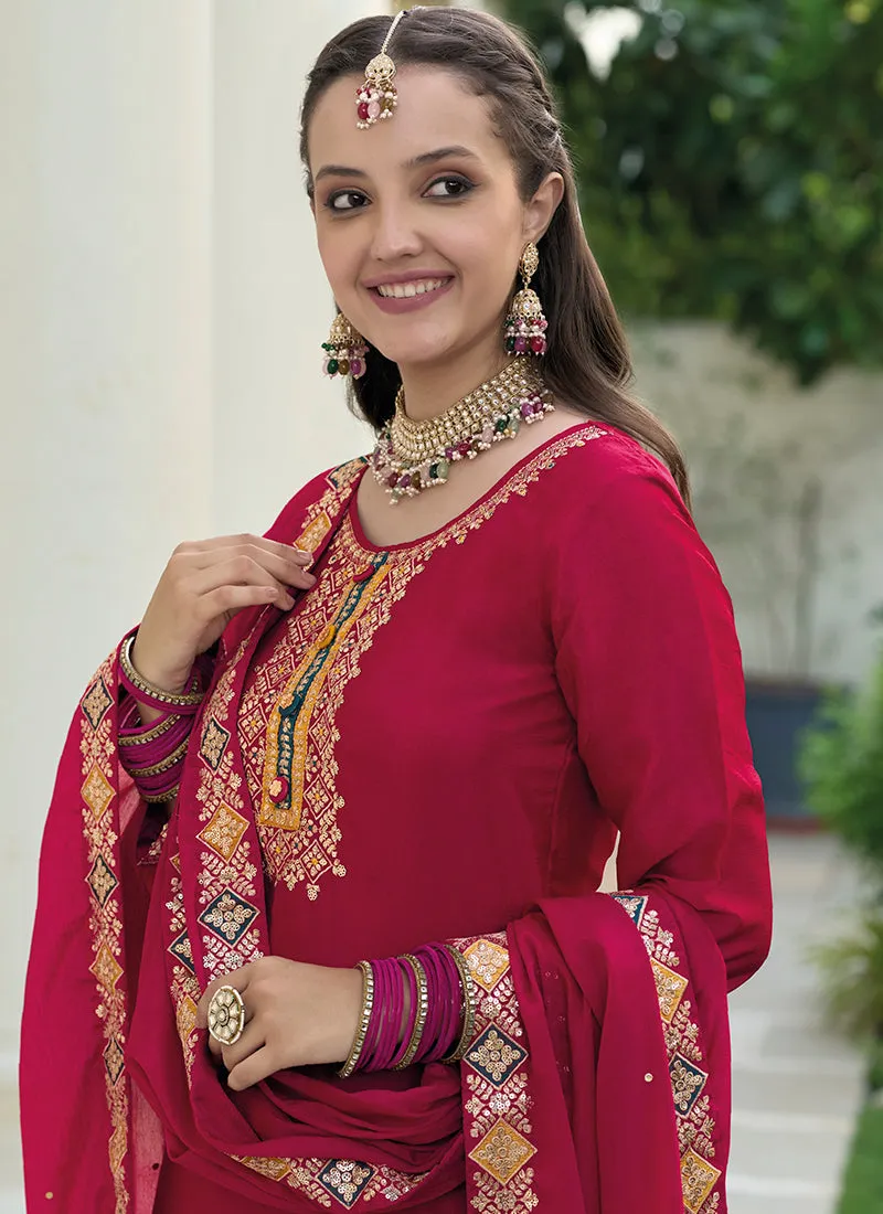 Maroon Multi Embroidery Traditional Gharara Style Suit