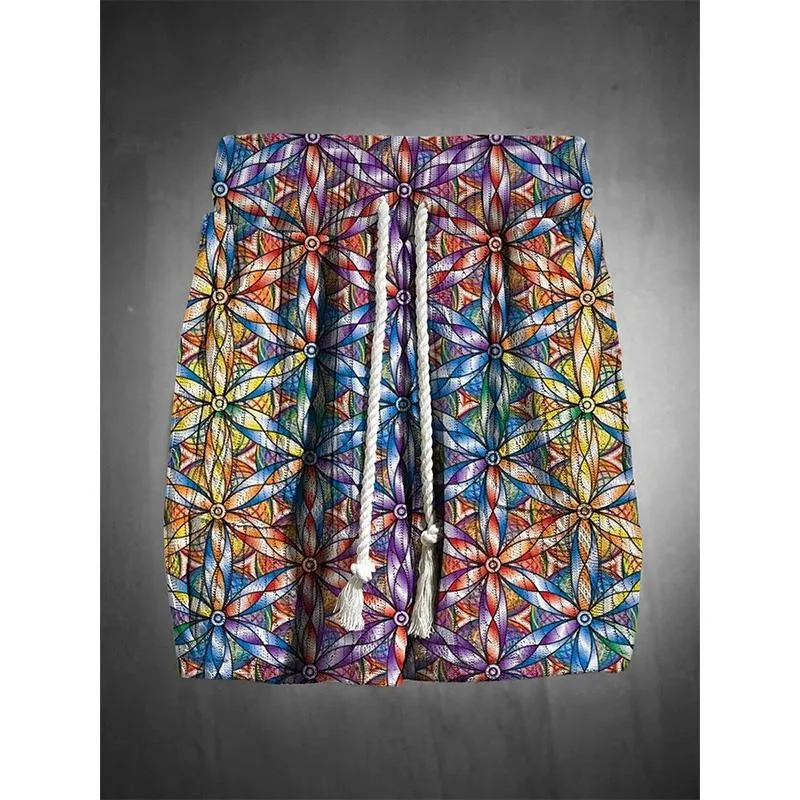 MEN'S ART CASUAL PRINT SHORTS SET 11560509YM