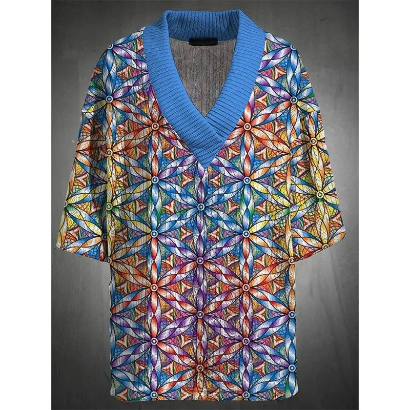 MEN'S ART CASUAL PRINT SHORTS SET 11560509YM