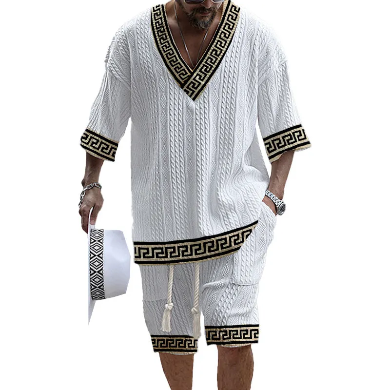 MEN'S ART CASUAL PRINT SHORTS SET 90312154YM