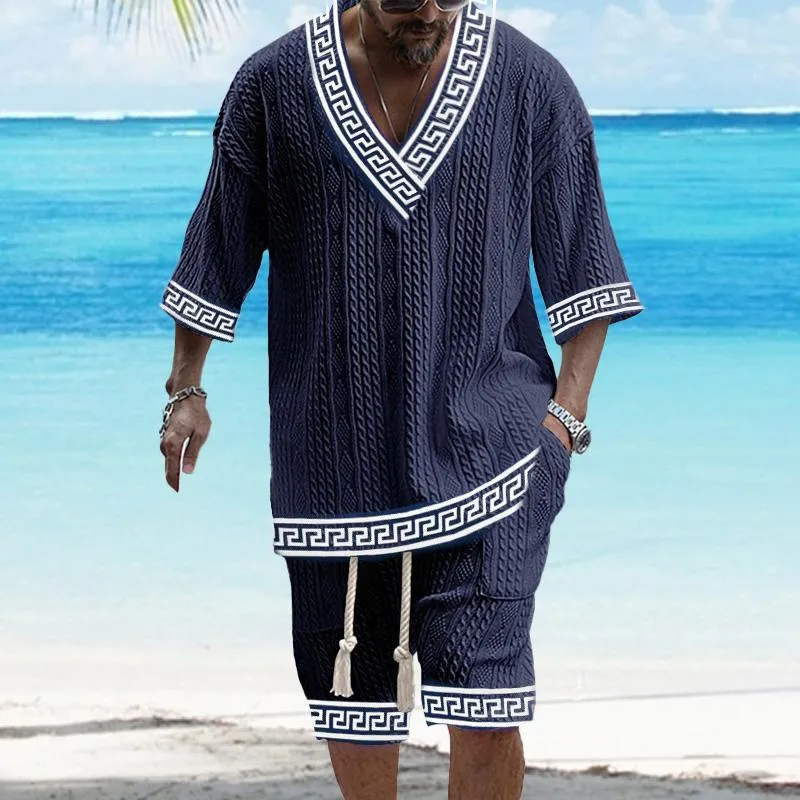 MEN'S ART CASUAL PRINT SHORTS SET 90312154YM