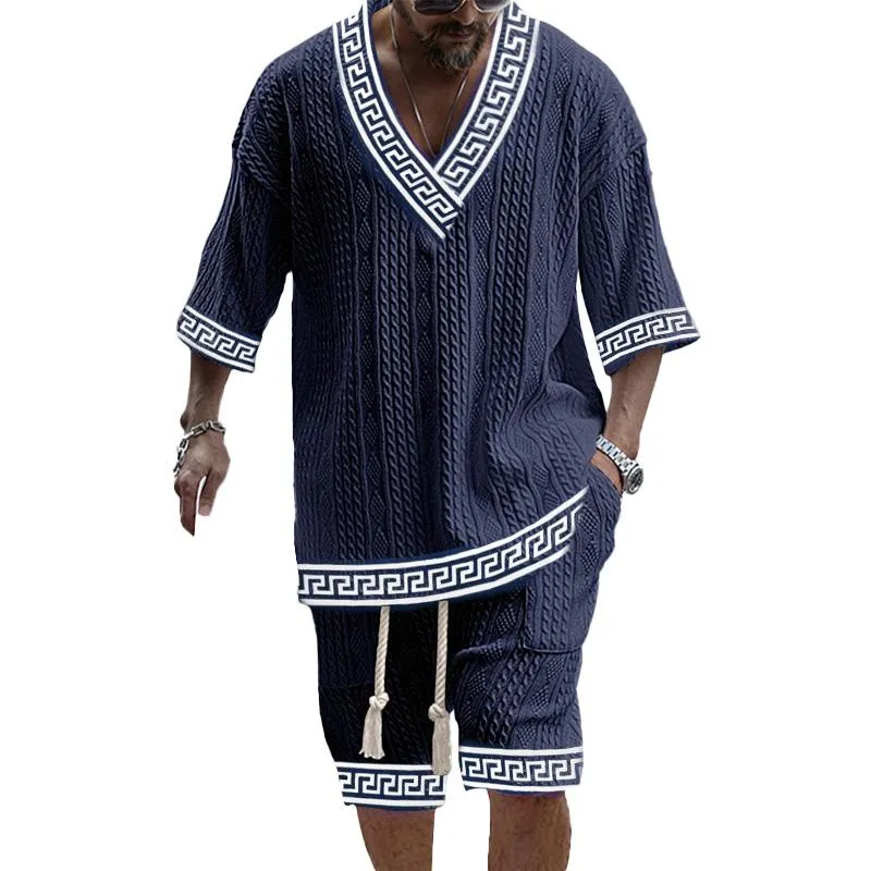 MEN'S ART CASUAL PRINT SHORTS SET 90312154YM