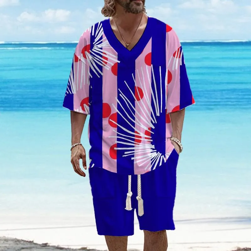 MEN'S ART CASUAL PRINTED SHORT SLEEVE SUIT 18016493YM