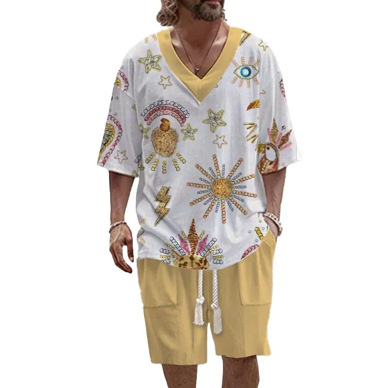 MEN'S ART CASUAL PRINTED SHORT SLEEVE SUIT 25859975YM