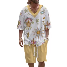 MEN'S ART CASUAL PRINTED SHORT SLEEVE SUIT 25859975YM