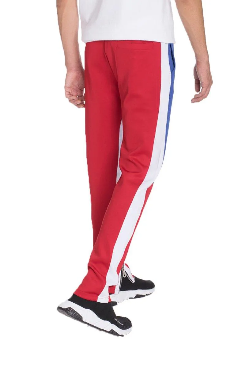 Mens Blue/Red Color Block Track Pants
