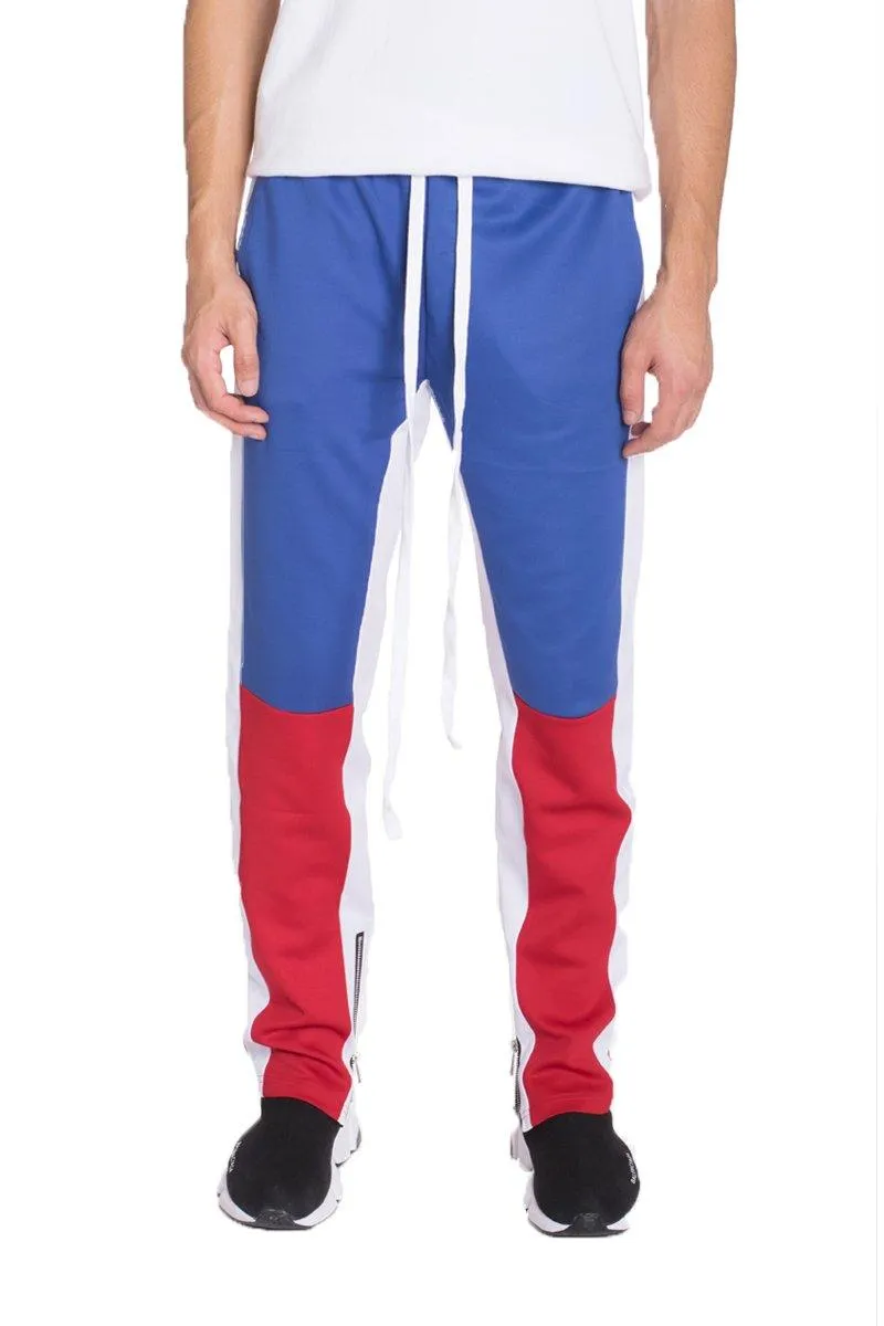 Mens Blue/Red Color Block Track Pants