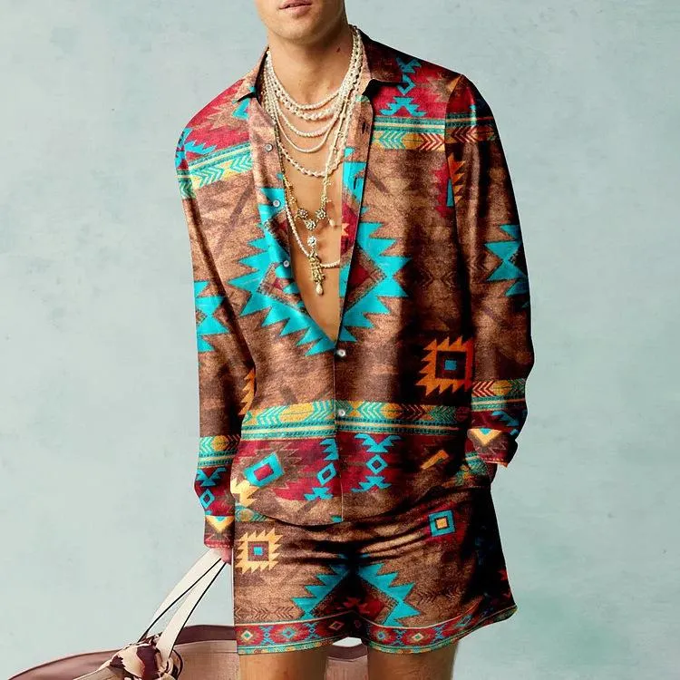 MEN'S CASUAL PRINTED SHIRT SUIT 56288930YM