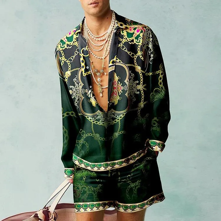 MEN'S CASUAL PRINTED SHIRT SUIT 56288930YM