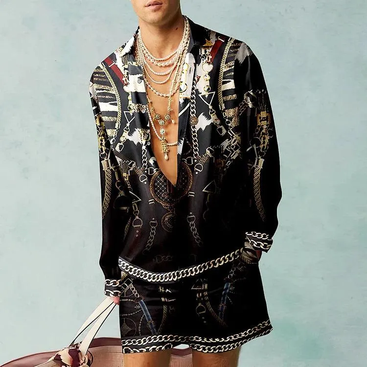 MEN'S CASUAL PRINTED SHIRT SUIT 56288930YM