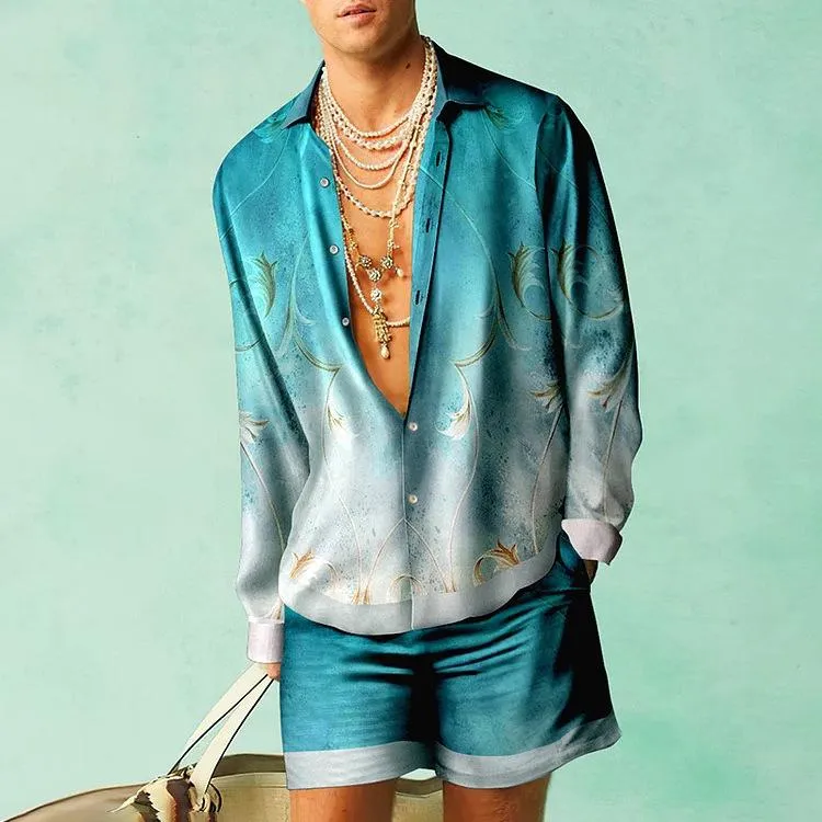 MEN'S CASUAL PRINTED SHIRT SUIT 56288930YM