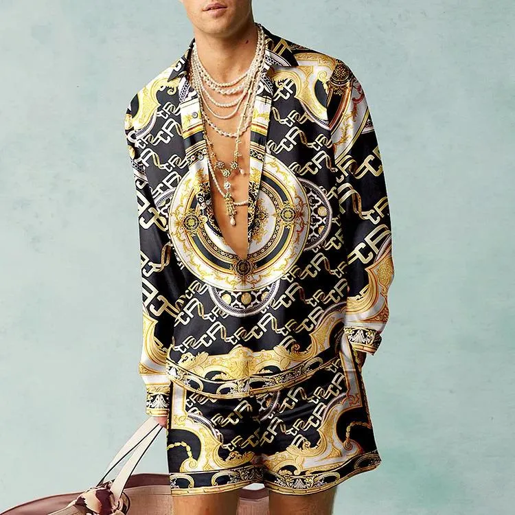 MEN'S CASUAL PRINTED SHIRT SUIT 56288930YM