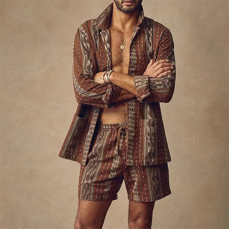 MEN'S CASUAL PRINTED SHIRT SUIT 56288930YM