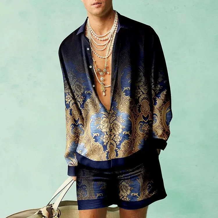 MEN'S CASUAL PRINTED SHIRT SUIT 56288930YM
