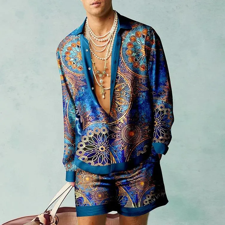 MEN'S CASUAL PRINTED SHIRT SUIT 56288930YM
