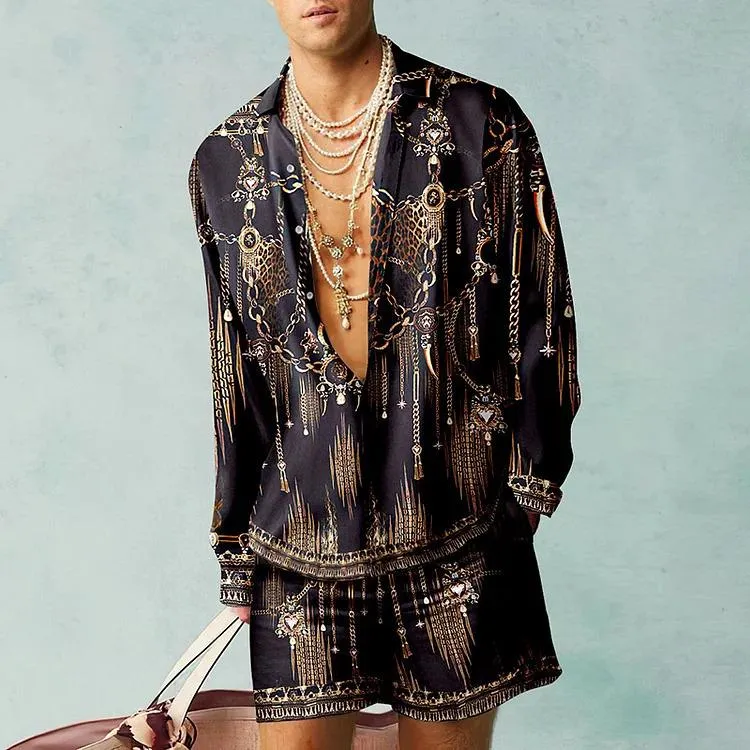 MEN'S CASUAL PRINTED SHIRT SUIT 56288930YM