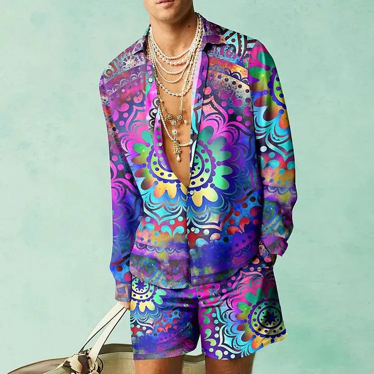 MEN'S CASUAL PRINTED SHIRT SUIT 56288930YM