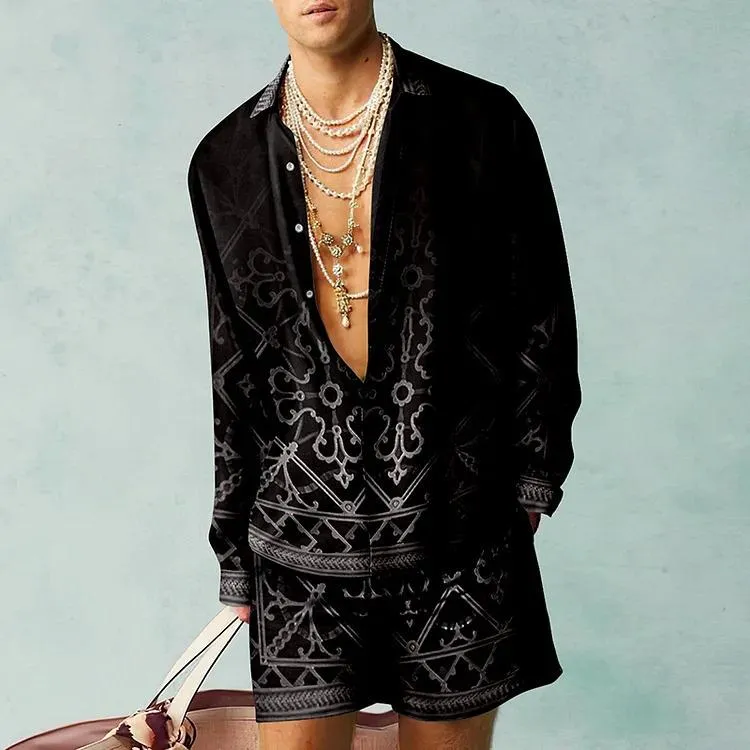 MEN'S CASUAL PRINTED SHIRT SUIT 56288930YM