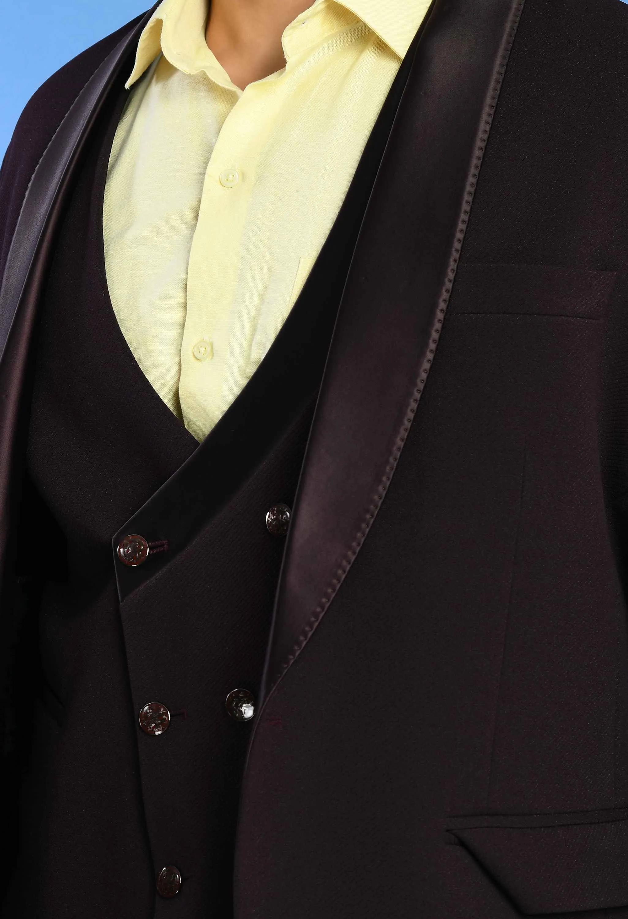 Men's Wine 3Pc Knitted Suit Set
