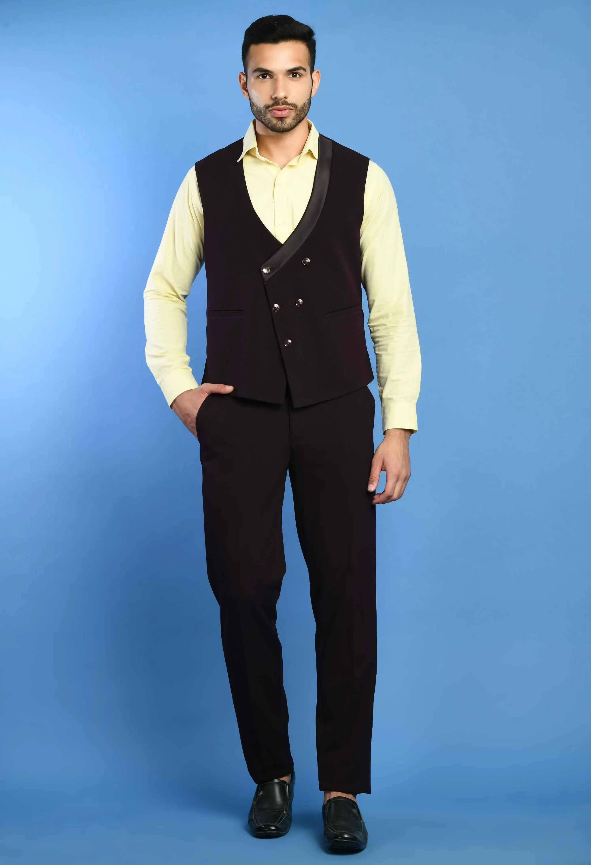 Men's Wine 3Pc Knitted Suit Set