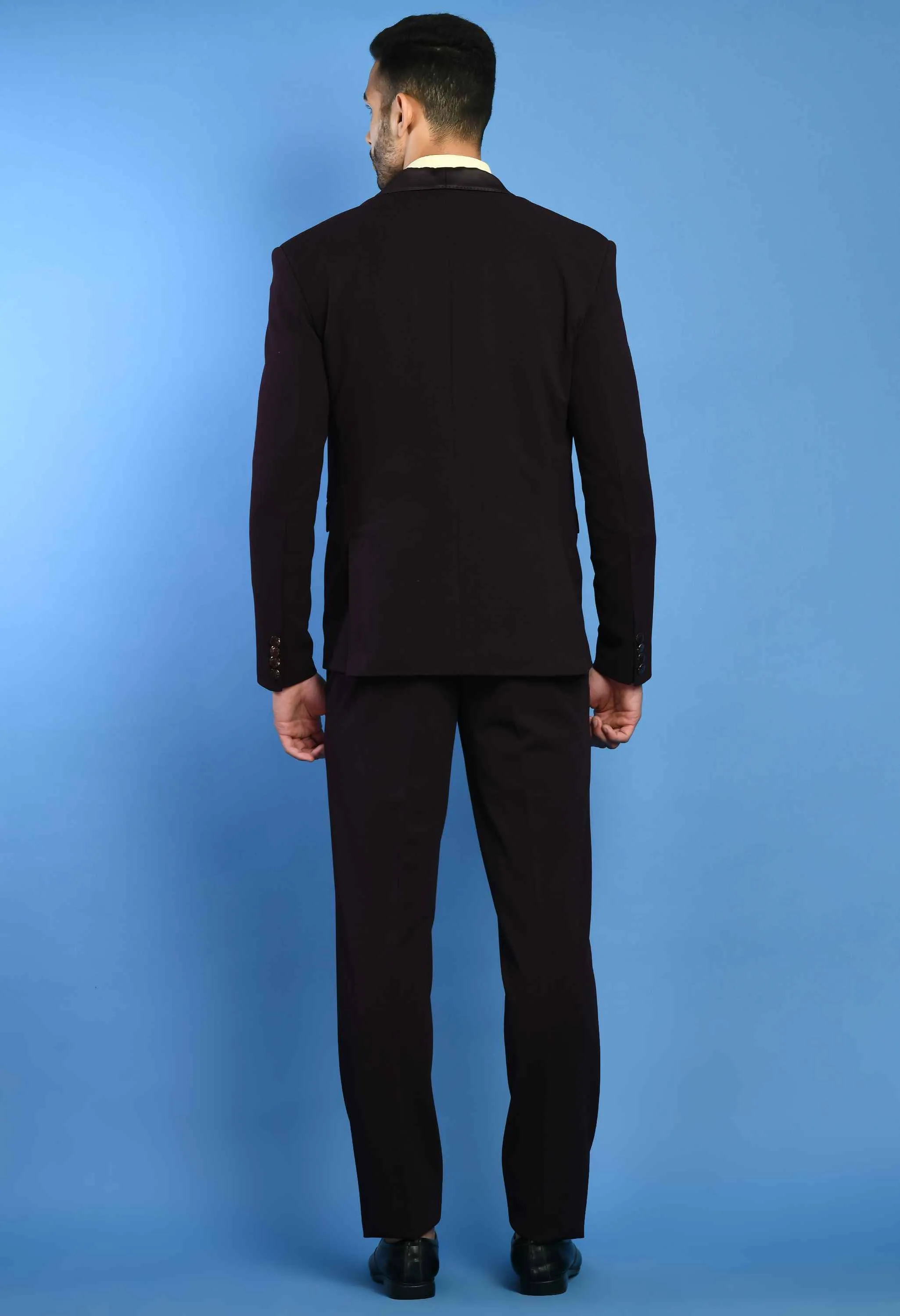 Men's Wine 3Pc Knitted Suit Set