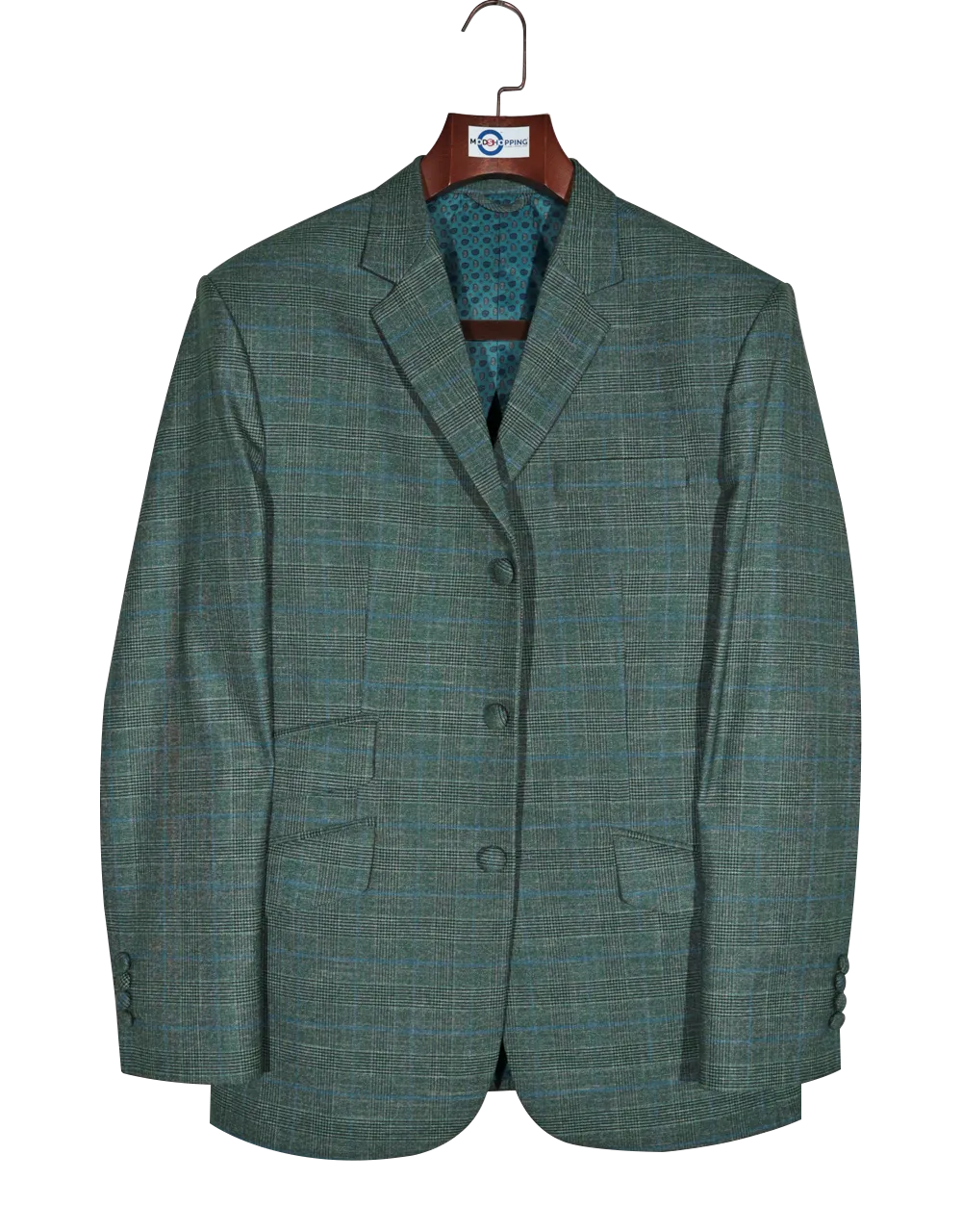 Mod Suit - Green Prince of Wales Check Suit