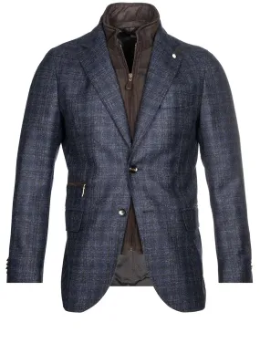 Navy With Brown Check Scooter Jacket Navy