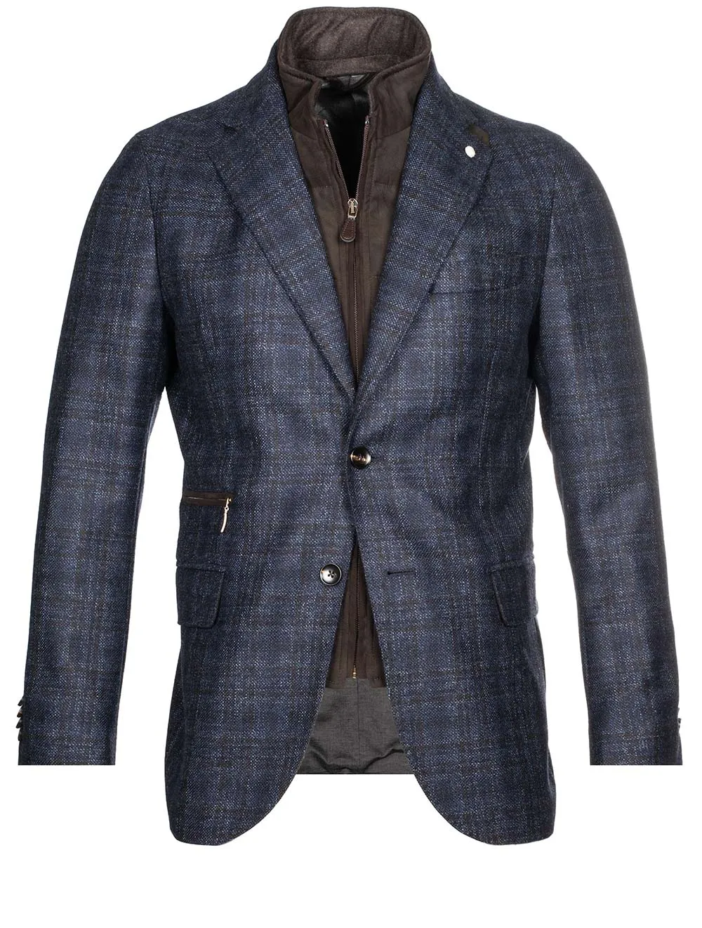 Navy With Brown Check Scooter Jacket Navy