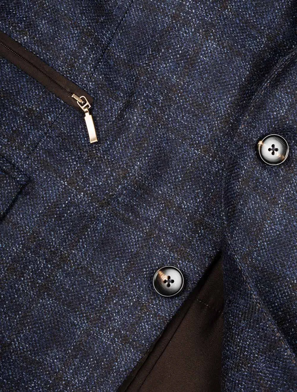 Navy With Brown Check Scooter Jacket Navy