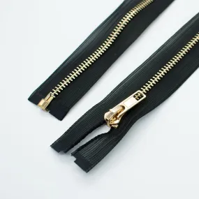 Open End Nylon Metal Fashion Zip 45CM Black & Gold