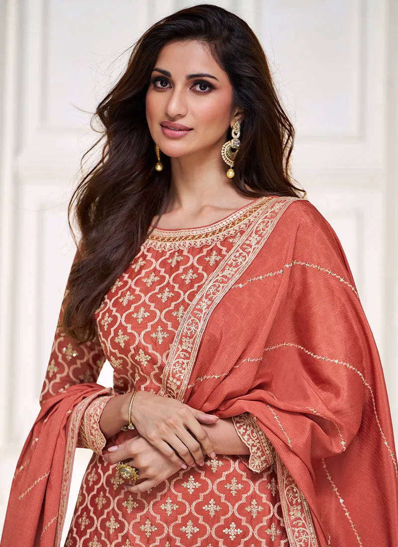 Orange Multi Embroidered Traditional Lehenga Kurti