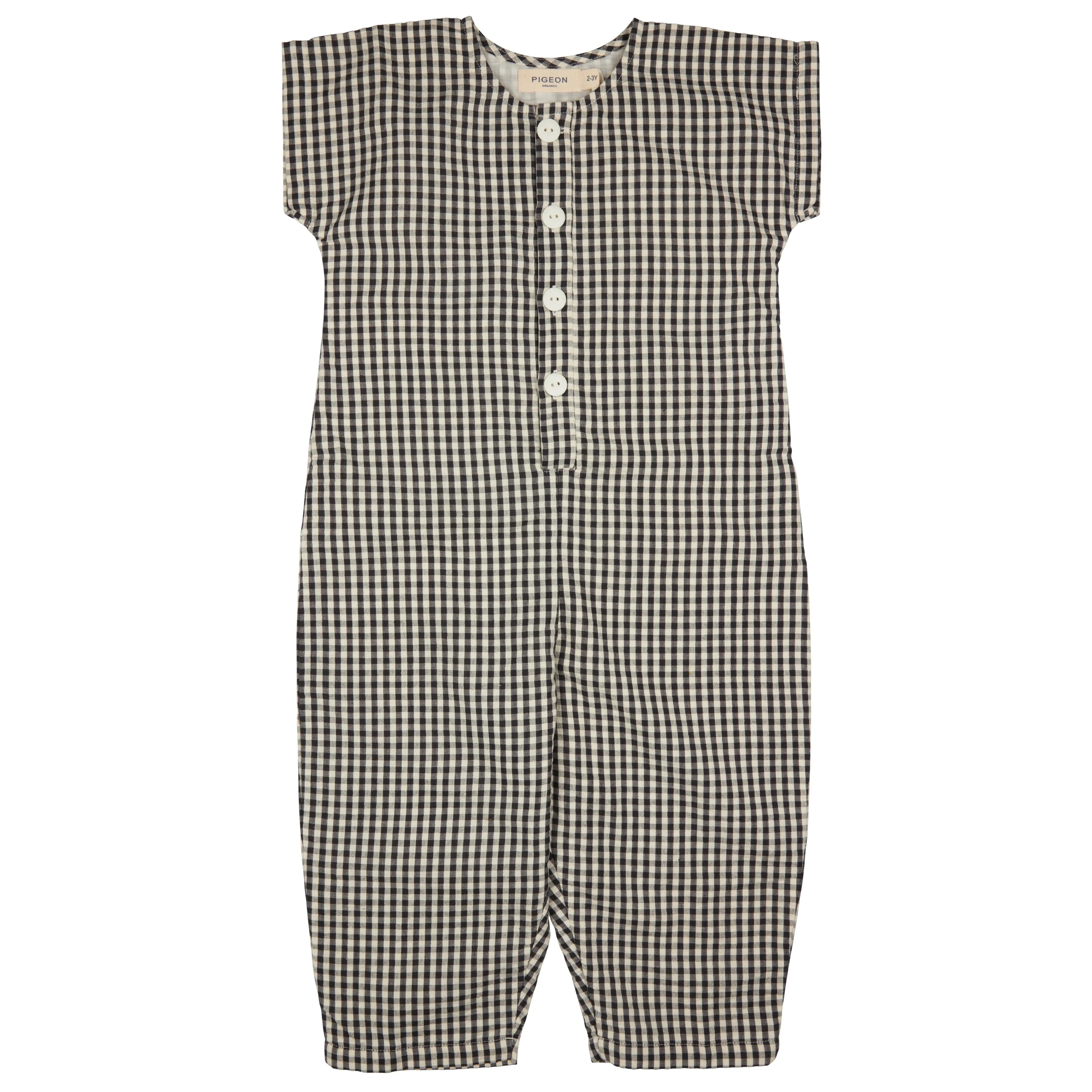 Pigeon Organics Jumpsuit (seersucker check), black