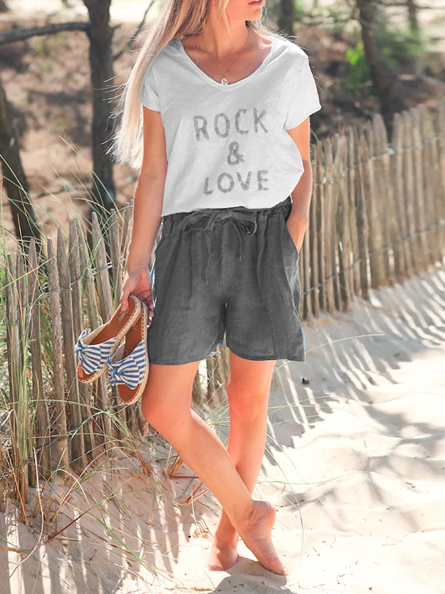 Printed Letter Casual Short Sleeve Set