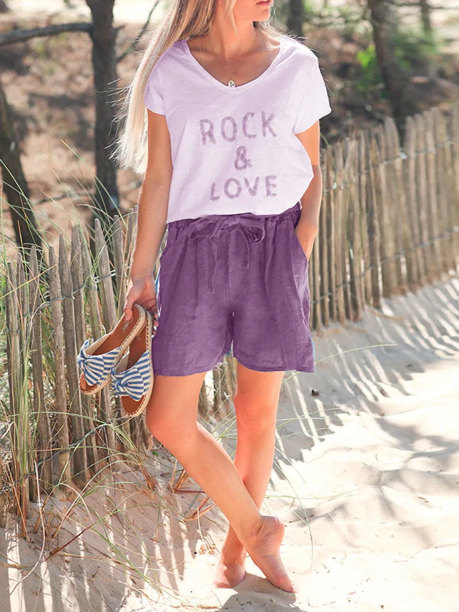 Printed Letter Casual Short Sleeve Set