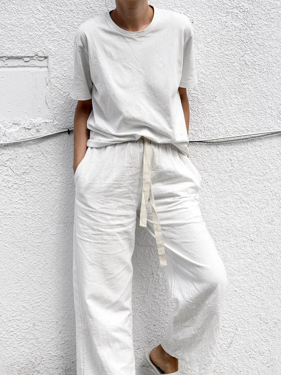 Pure Color Casual Short Sleeve Suit