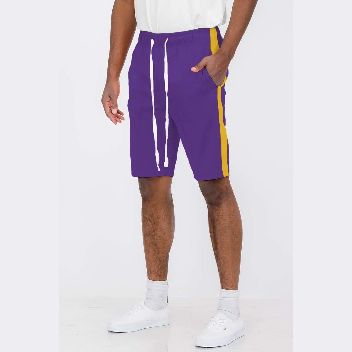 Purple & Yellow Stripe Shorts